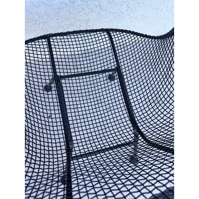 1950s 1950s Set of 2 Russell Woodard "Sculptura" Black Iron Mesh Dining Armchairs, Attributed For Sale - Image 5 of 7