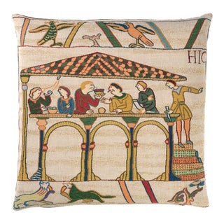 Bayeux Banquet Tapestry Cushion With Feather Filler - 46x46cm (18"x18") For Sale