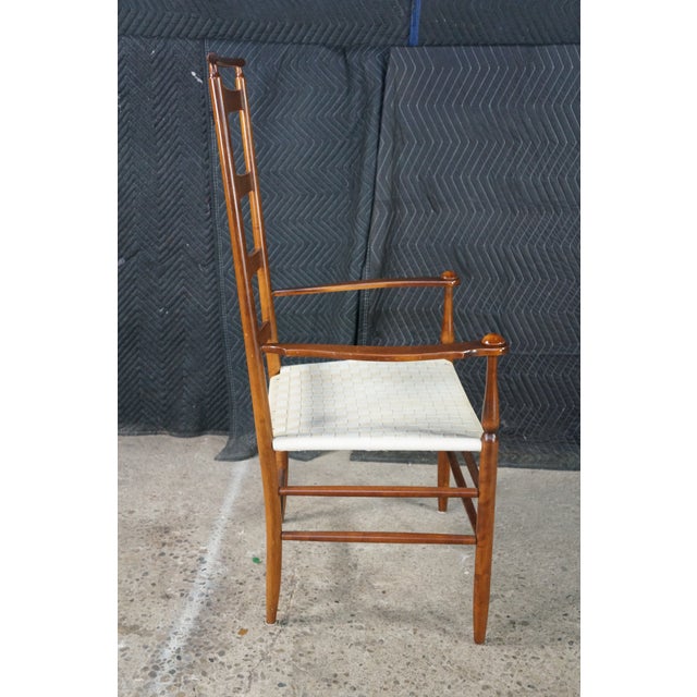 Antique Shaker Style Maple Ladderback Elder's High Back Arm Chair Woven Seat For Sale - Image 11 of 18