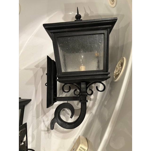 Metal Set of Two Custom William Hinkley Wall Sconces Lanterns Solid Iron For Sale - Image 7 of 7