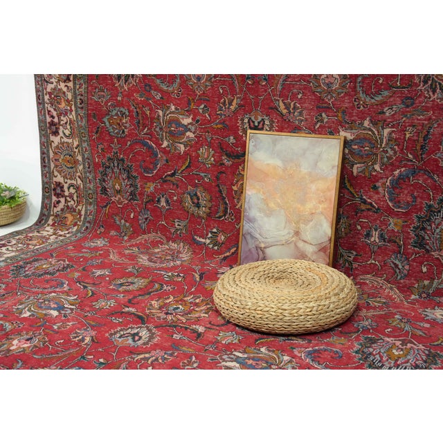 1970s Vintage Persian Handmade Wool 10x13 Red Area Rug For Sale - Image 10 of 11