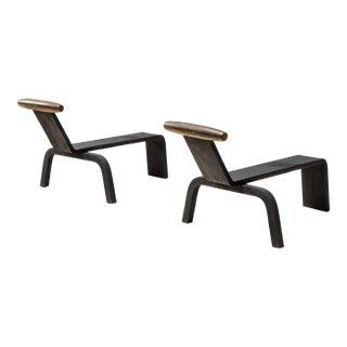 Mid 20th Century Donald Deskey Style Andirons - a Pair For Sale