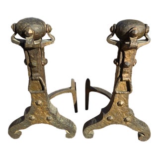 Vintage Cast Iron Andirons For Sale