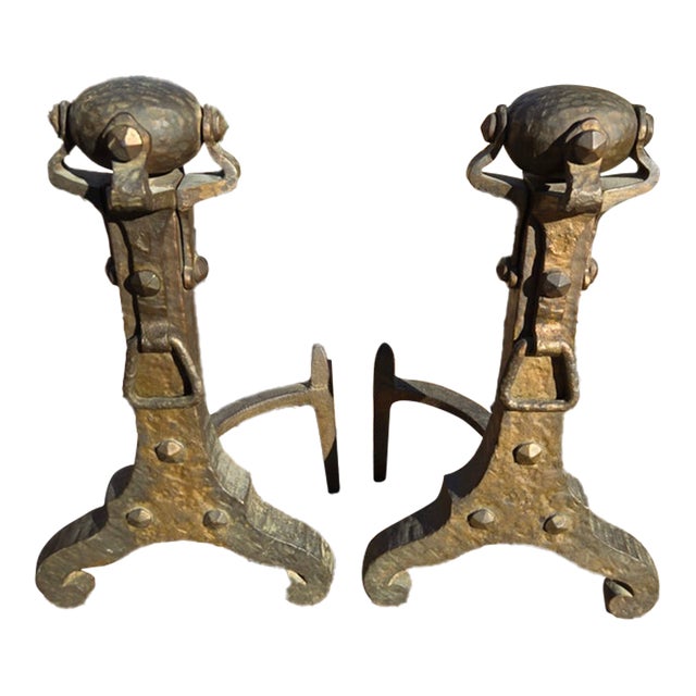 Vintage Cast Iron Andirons For Sale