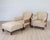 Stylish pair of Art Deco club chairs accompanied by a matching stool, dating from the early 20th century. The frames...