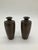 Vintage Japanese Silver Inlaid Bamboo Design Bronze Vase Set of 2 Meiji Period For Sale - Image 4 of 17