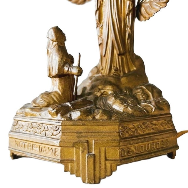 Antique Brass Lourdes Souvenir Lamp, 1910s For Sale - Image 6 of 13