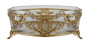 Small Louis XVI Style Glass and Brass Planter, 1900s