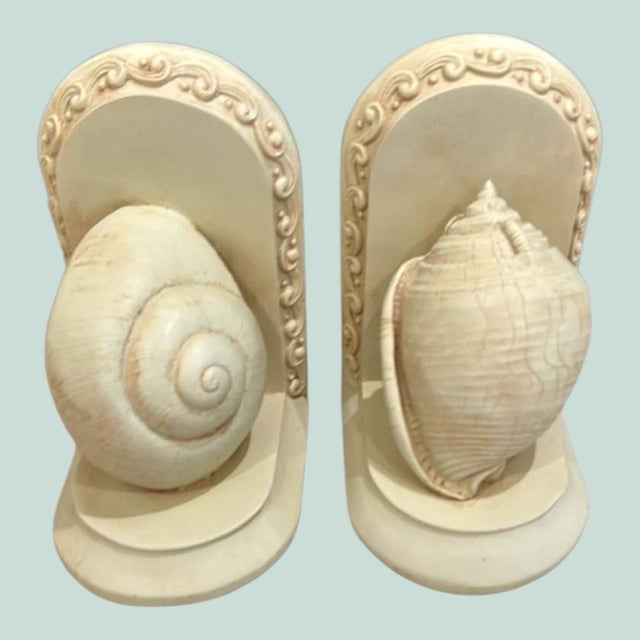 Shell Vintage Coastal Shell Bookends 1970s For Sale - Image 7 of 7