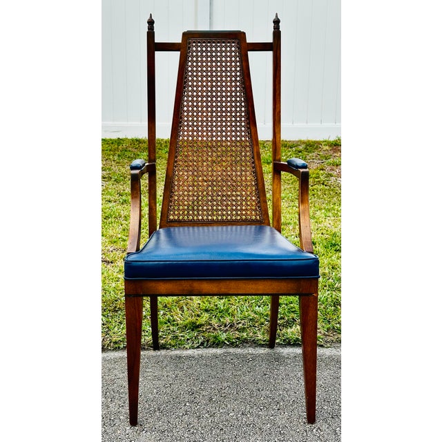 Wood Mid-Century Hollywood Regency Wood and Cane Dining Chairs- Set of Six For Sale - Image 7 of 9