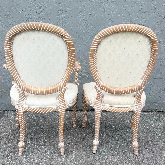 Vintage French Provincial Carved Rope Dining Chairs - Set of 4 For Sale In West Palm - Image 6 of 9