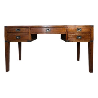 Campaign-Style Desk in Oak, 1990s For Sale