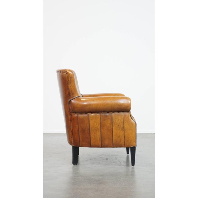 Leather Armchair in a Light Cognac Color For Sale - Image 3 of 12