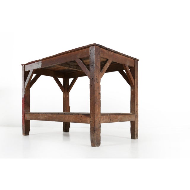 French Industrial Console Table in Wood, 1920s For Sale - Image 15 of 18