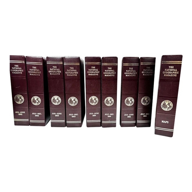 Vintage National Geographic Magazine Collection in Decorative Book-Style Slip Cases, 1982-1985 For Sale