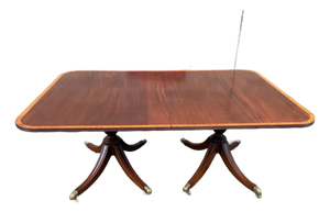 Vintage Regency Style Cross Banded Mahogany Dining Table With 2 Leaves by Biggs Furnture
