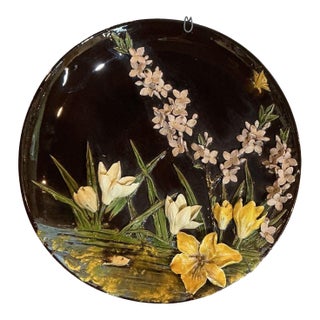 Antique Danish Barbotine Plate For Sale