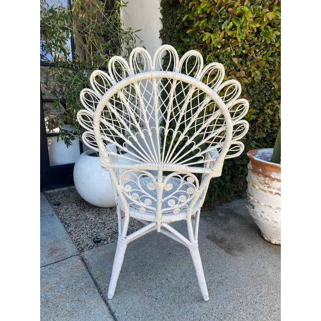 Mid 20th Century Vintage Painted Wicker Chair For Sale In Los Angeles - Image 6 of 10