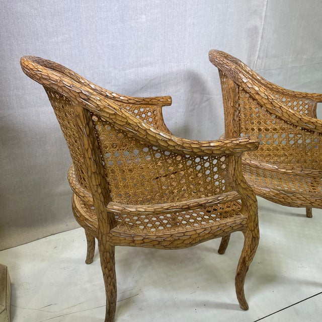 Pair of Stunning Regency Styled Carved Wood Chair 1960s For Sale - Image 11 of 12