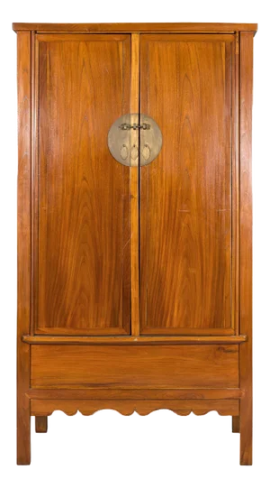 Late Qing Dynasty Elm Armoire with Storage Drawers and Hidden Lower Compartment