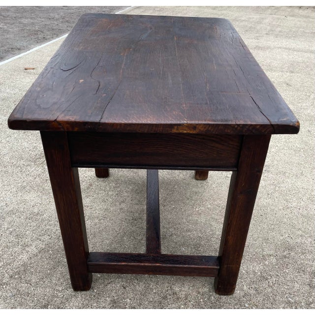 Vintage Rustic European Solid Wood Side Table With Drawer For Sale In Dallas - Image 6 of 9