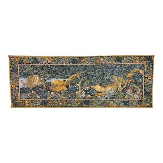 Fox & Pheasants Loom Woven Tapestry - 58 X 134 Cm (1'11" X 4'5") - Requires Rod Size 4 For Sale
