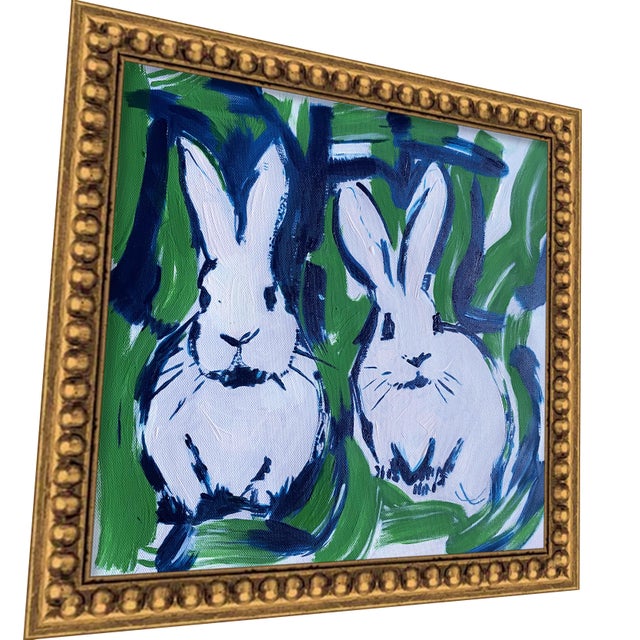 Original Bunny Painting – Hand Painted Acrylic Framed Rabbit Art by Tatiana Duperault For Sale - Image 4 of 6