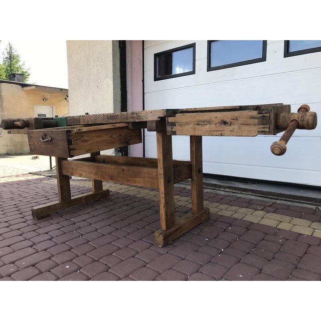 Carpenters Workbench with Drawer and Shelf, 1900s For Sale - Image 18 of 18