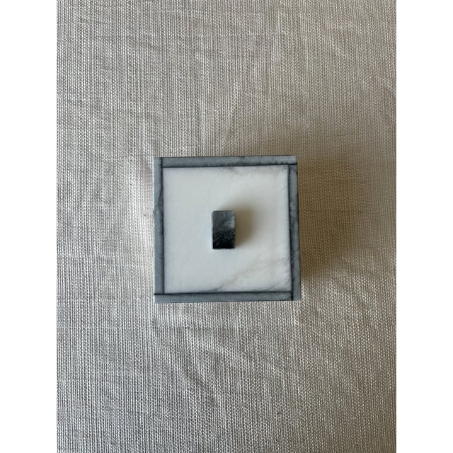 White Marble Lidded Box With Gray Veining For Sale In New York - Image 6 of 7