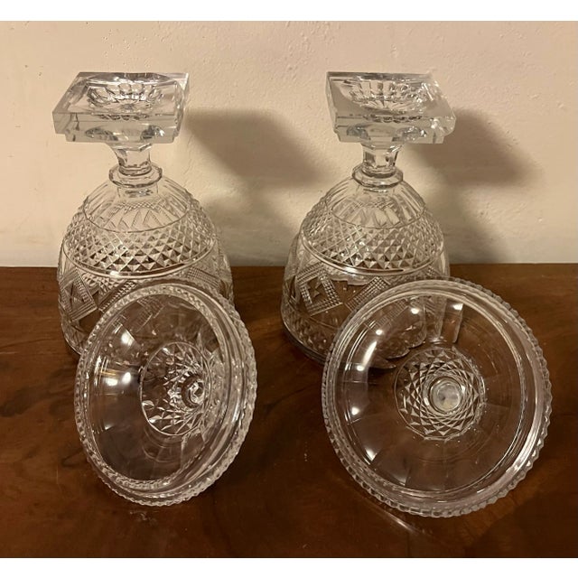 Glass Antique 19th Century George III Anglo Irish Cut Crystal Glass Chestnut Urns - a Pair For Sale - Image 7 of 12
