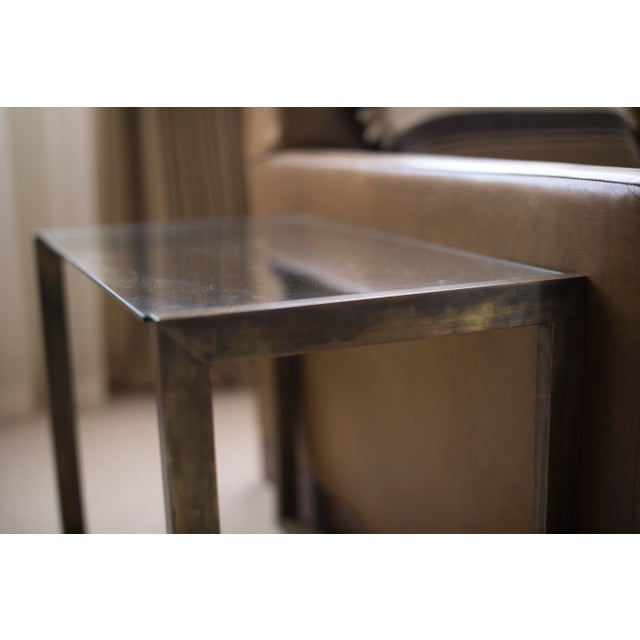 Pair of Brass and Glass 1950s Style Side Tables For Sale - Image 9 of 9