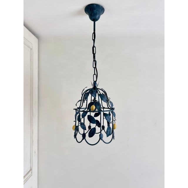 French Tole Cage Chandelier with Lemons from J.P. Ryckaert, 1980s For Sale - Image 9 of 18