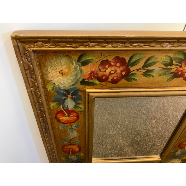 Folk Art 20th Century Wood Folk Floral Mirror For Sale - Image 3 of 9