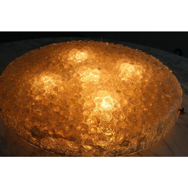 Gold Large Space Age Ceiling Lamp in Bubble Glass & Ice Glass from Hillebrand, 1970s For Sale - Image 8 of 11