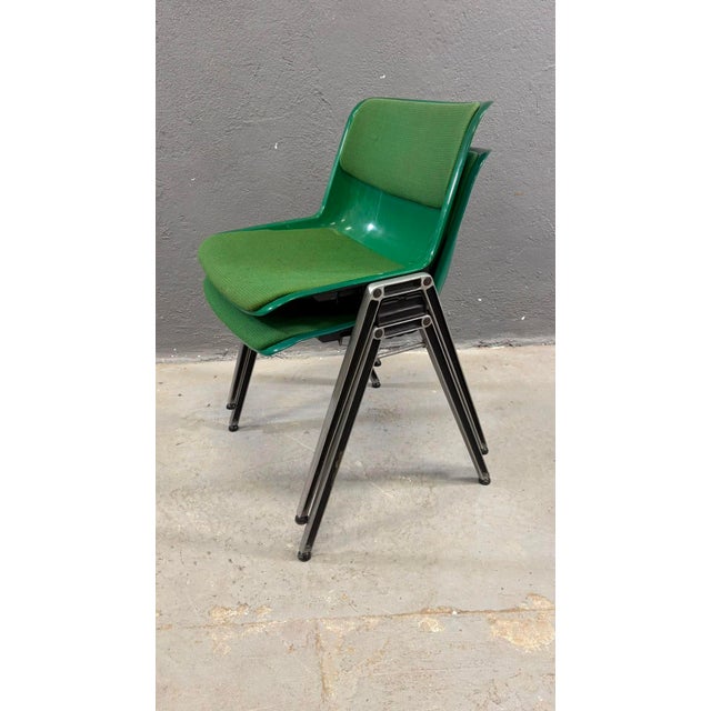 Mid-Century Modern Green Plastic Conference Chairs in Chrome Frame, Italy, 1985, Set of 2 For Sale - Image 6 of 11