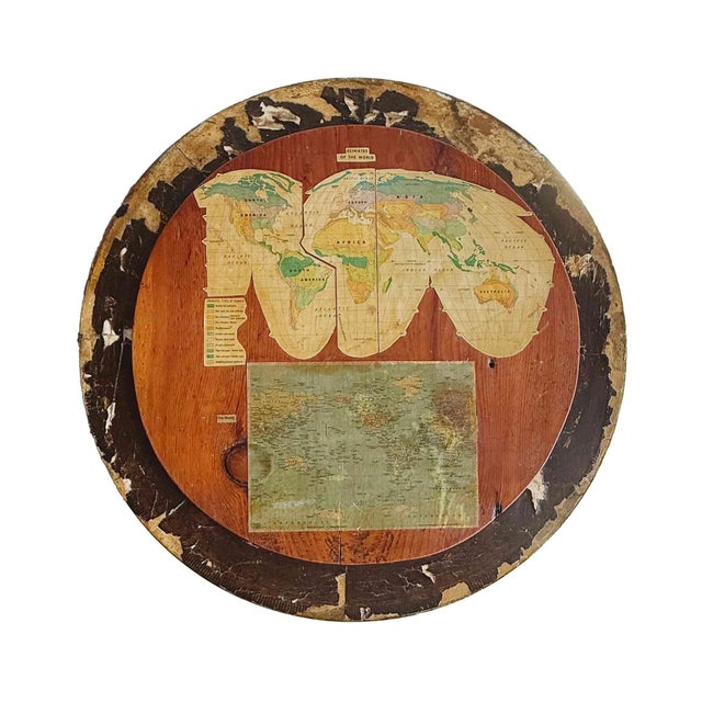 Wood Antique Globe Base Table With Swivel Top For Sale - Image 7 of 8