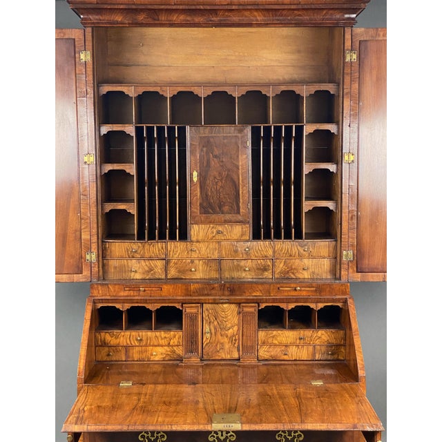 18th Century George II English Walnut Secretary Bookcase For Sale - Image 4 of 11