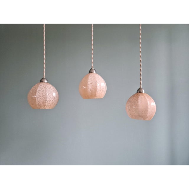 Art Deco Pendant Light in Pink Speckled Glass, 1920s For Sale - Image 10 of 16