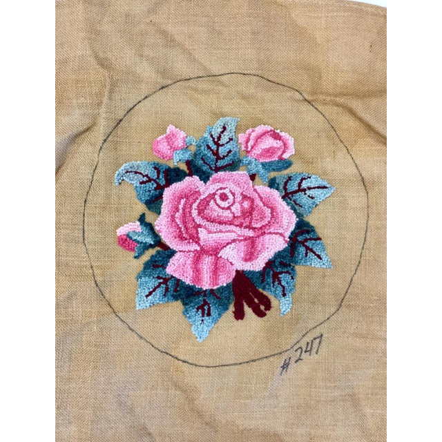 A lovely pair of nearly finished pillow covers using wool yarn and punch needle or rug hooking technique. These rose...