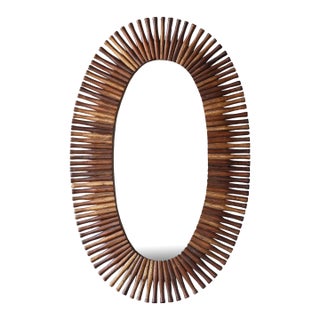 Matthew Izzo Home Oval Rolling Pin Wood Framed Mirror For Sale