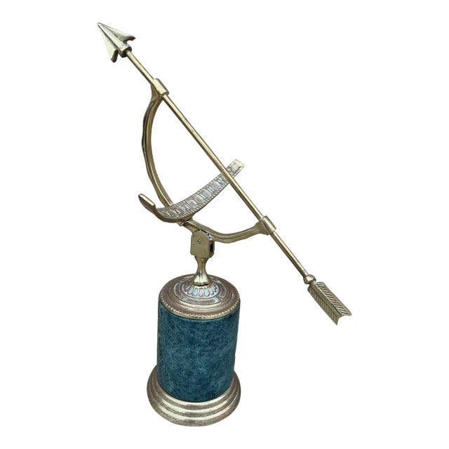Vintage Neoclassical Brass Armillary Sundial on Green Marble Base For Sale