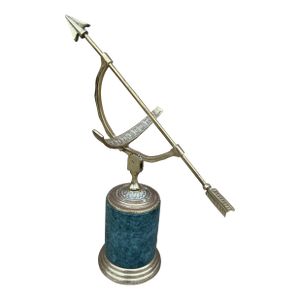 Vintage Neoclassical Brass Armillary Sundial on Green Marble Base