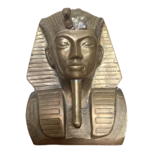 1970s Brass Egyptian Pharaoh Head / Bust