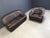 Vintage Brown Leather Sofa Set, 1970s, Set of 2 For Sale - Image 10 of 14