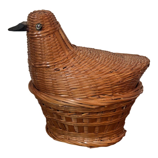 1970s Wicker Bird Basket For Sale