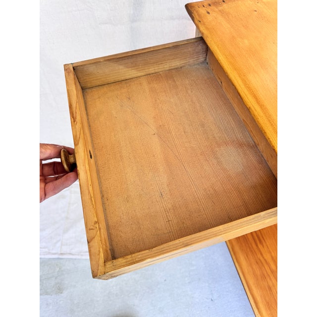 Wood 19th Century English Pine Two Drawer Table For Sale - Image 7 of 9