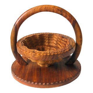 Folding Carved Wood Bowl For Sale