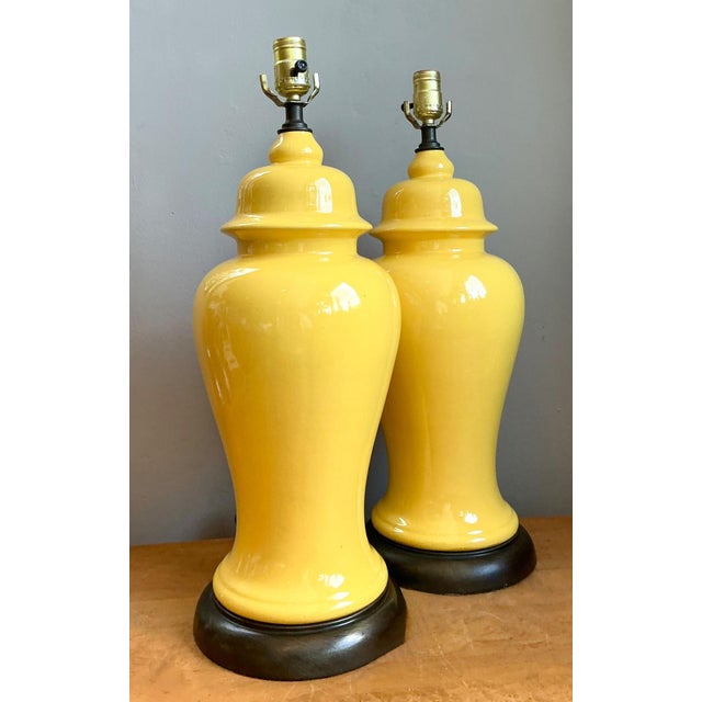 Vintage Glazed Ceramic Ginger Jar Lamps - Set of 2 For Sale - Image 14 of 16