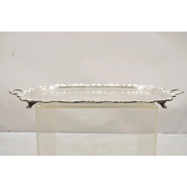 Vintage Epca Old English by Poole 5032 Silver Plated Ornate Serving Platter Tray For Sale - Image 10 of 12