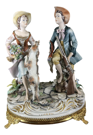 Vintage Italian Handmade Porcelain Figurines from Capodimonte, Set of 2
